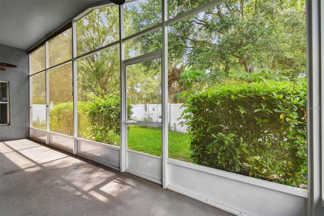 view of unfurnished sunroom