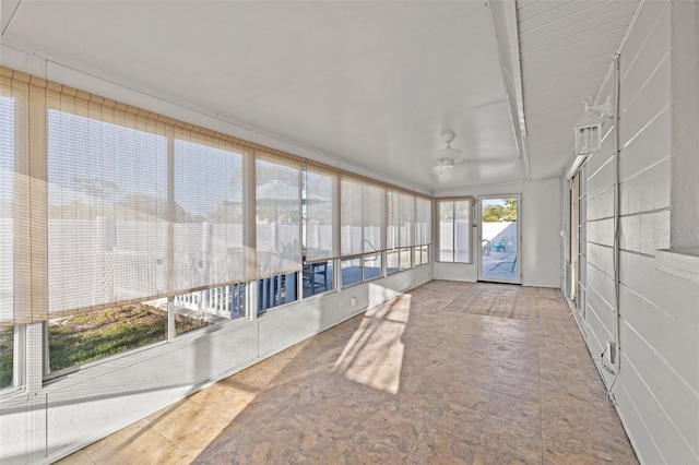 view of unfurnished sunroom