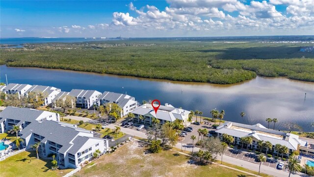 611 Destiny Dr Unit 304, Ruskin, FL 33570 - aerial view of a large body of water and a heavily wooded area