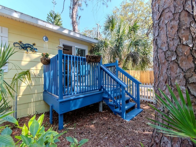 wooden deck featuring fence