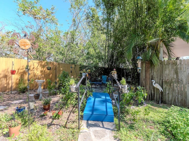 view of swimming pool featuring a fenced backyard