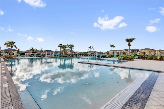pool with a residential view