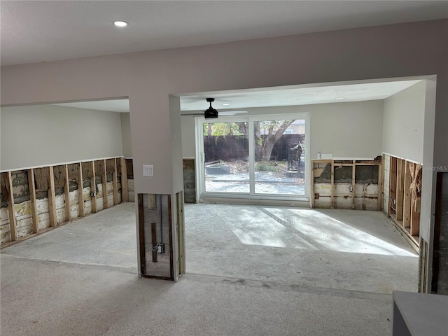 spare room featuring recessed lighting and ceiling fan