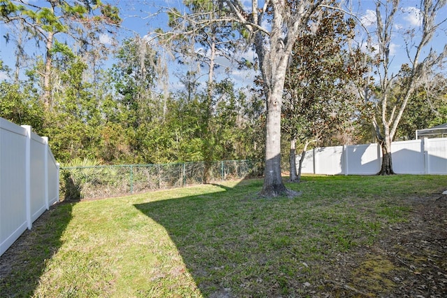 view of yard featuring a fenced backyard