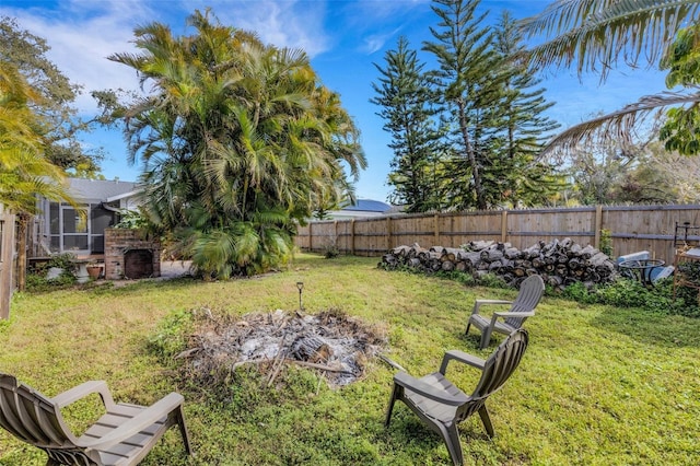 view of yard featuring a fenced backyard