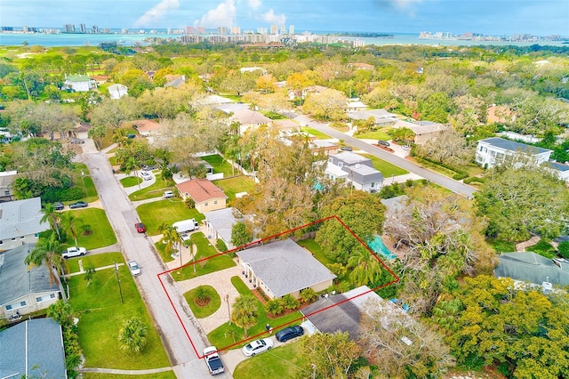 drone / aerial view featuring a view of city