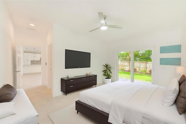 bedroom featuring ceiling fan