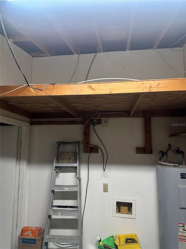 basement with electric water heater