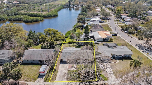 bird's eye view featuring a water view