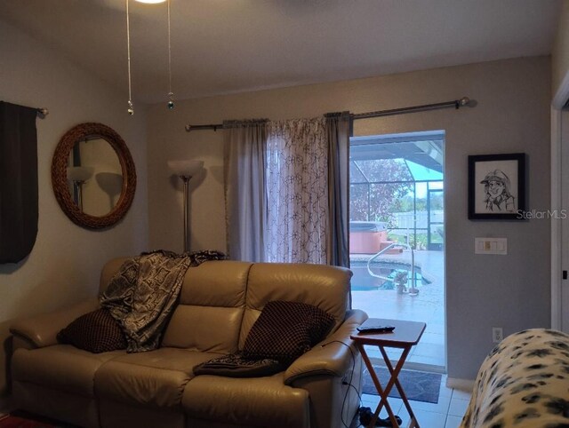 view of tiled living area