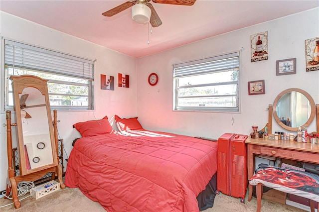 bedroom with carpet flooring and ceiling fan