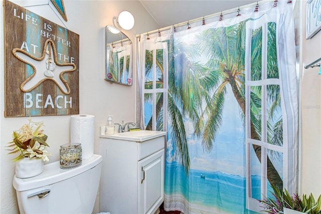 full bathroom featuring vanity and toilet