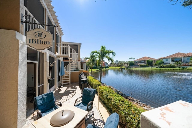 water view with stairway