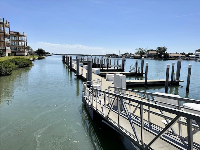 view of dock featuring a water view