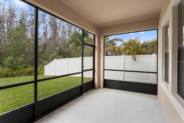 view of unfurnished sunroom