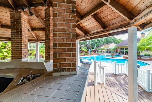 community pool with a sink