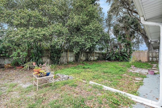 view of yard featuring a fenced backyard