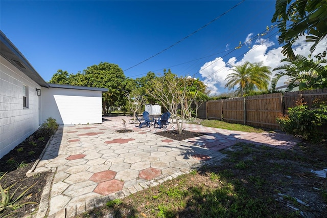 view of patio / terrace featuring a fenced backyard