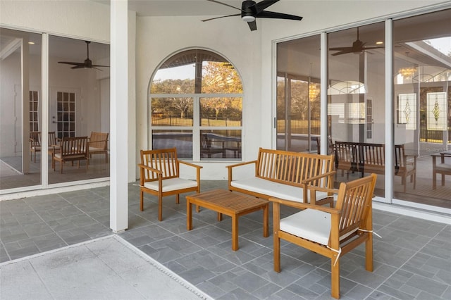 view of patio featuring a ceiling fan