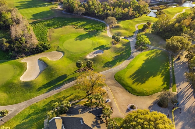 drone / aerial view featuring golf course view