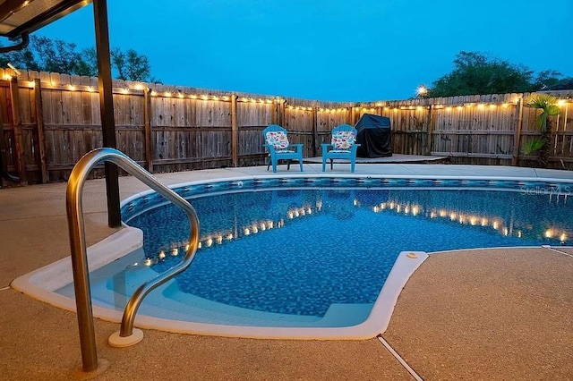 view of pool featuring a fenced backyard and a fenced in pool