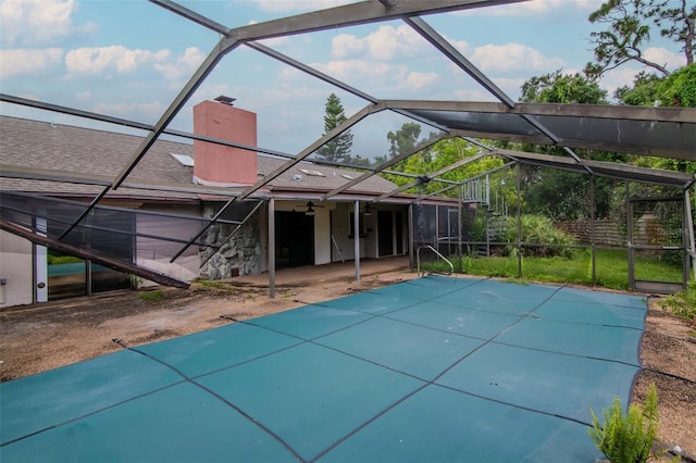 5101 Estates Cir, Sarasota, FL 34243 - view of pool featuring a patio area and a lanai