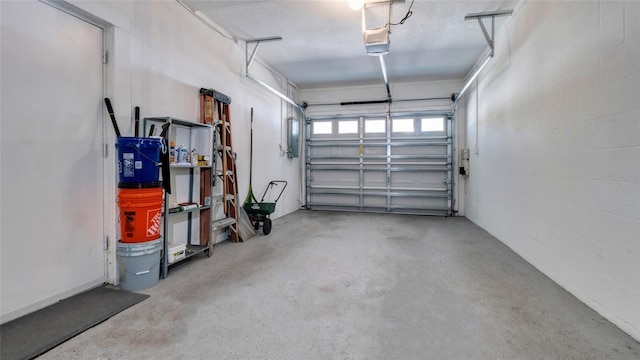 garage with a garage door opener