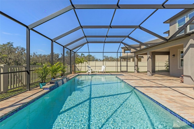 view of pool featuring a fenced in pool, a patio area, and a fenced backyard