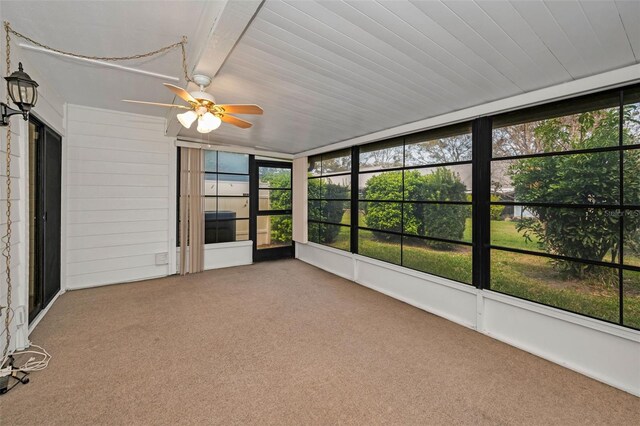 2446 Bentley Dr, Palm Harbor, FL 34684 - unfurnished sunroom with a wealth of natural light and a ceiling fan