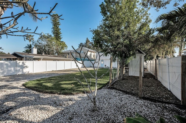 7 Georgia Ave, Crystal Beach, FL 34681 - view of yard featuring an outbuilding, a storage unit, and a fenced backyard
