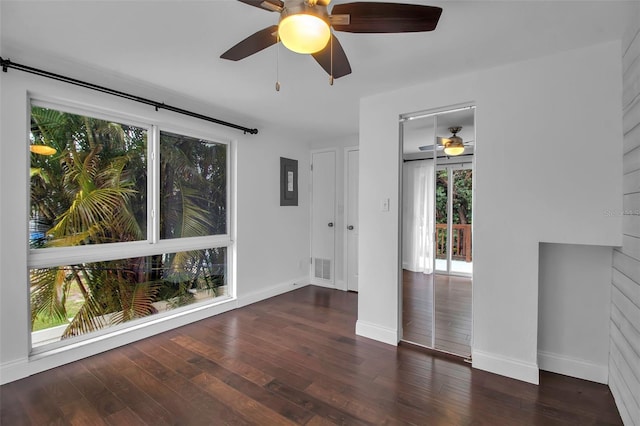 7 Georgia Ave, Crystal Beach, FL 34681 - empty room with visible vents, wood finished floors, baseboards, and ceiling fan