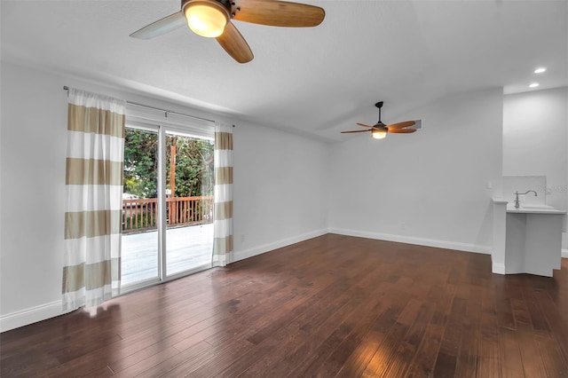 7 Georgia Ave, Crystal Beach, FL 34681 - unfurnished living room with recessed lighting, wood finished floors, baseboards, and ceiling fan