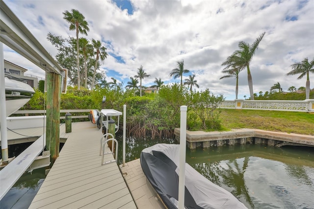 view of dock featuring a water view