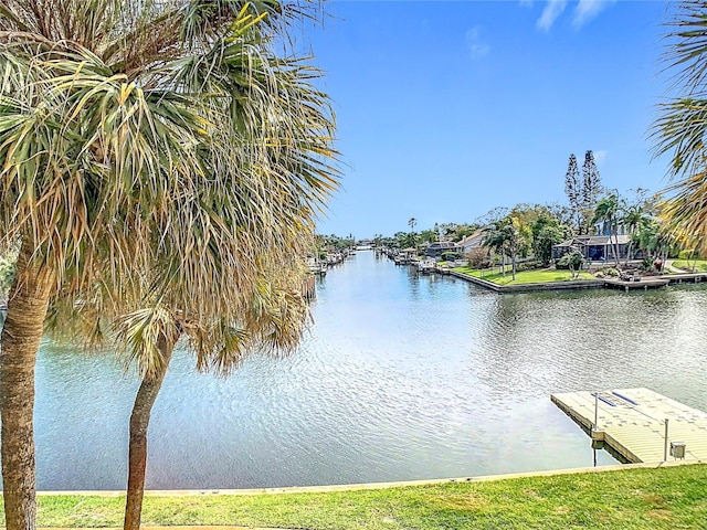 view of dock featuring a water view