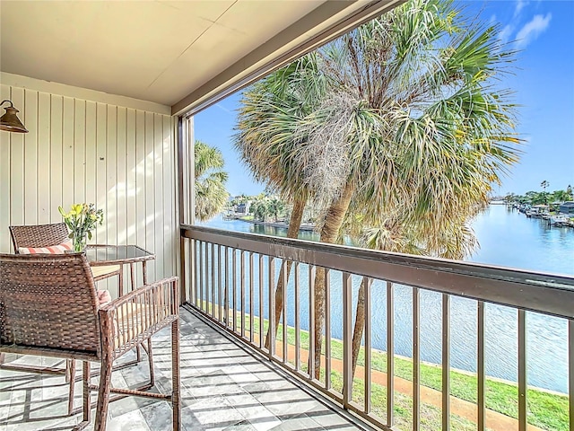 balcony with a water view