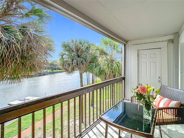 balcony with a water view