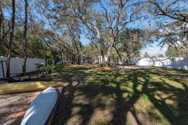 view of yard featuring a fenced backyard