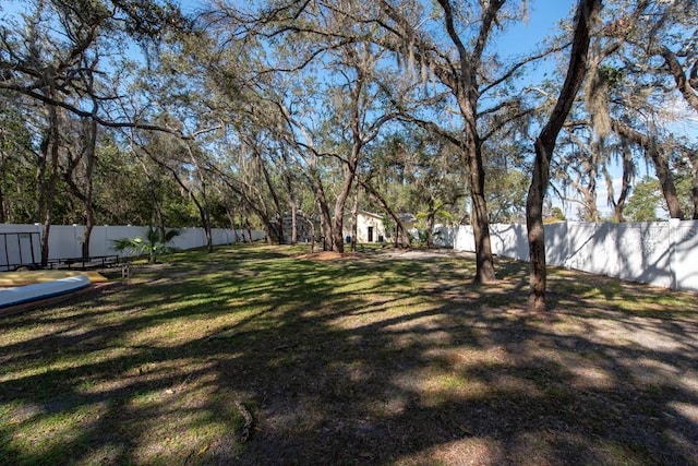 view of yard featuring a fenced backyard