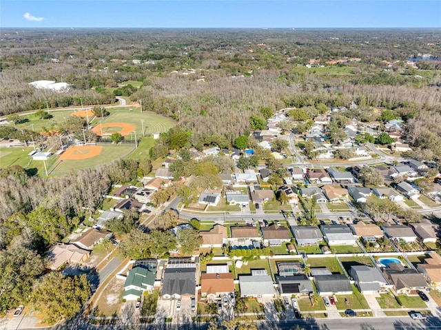 birds eye view of property with a residential view