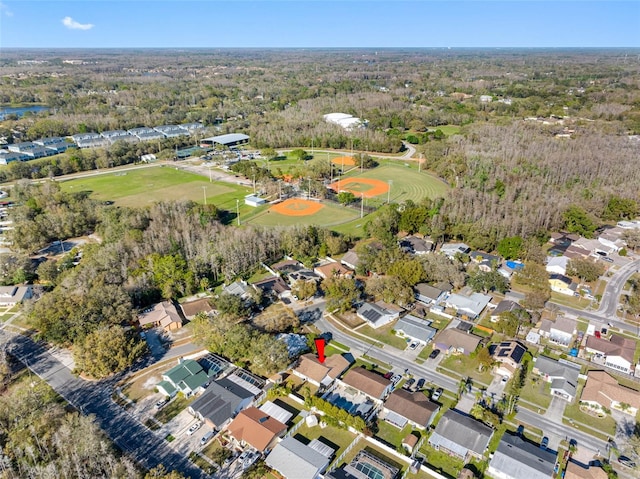 birds eye view of property with a residential view