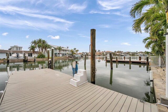 17404 1st St E, Redington Shores, FL 33708 - dock area featuring a water view and a residential view