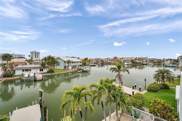 17404 1st St E, Redington Shores, FL 33708 - water view featuring a boat dock and nearby suburban area