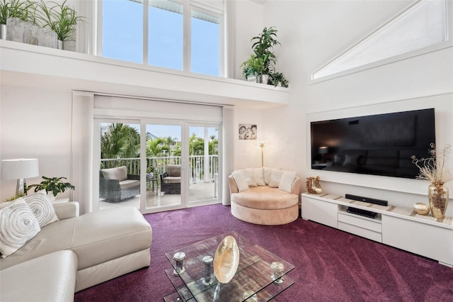 17404 1st St E, Redington Shores, FL 33708 - carpeted living area with a high ceiling