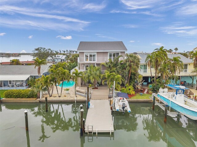 17404 1st St E, Redington Shores, FL 33708 - dock area with a water view and a residential view