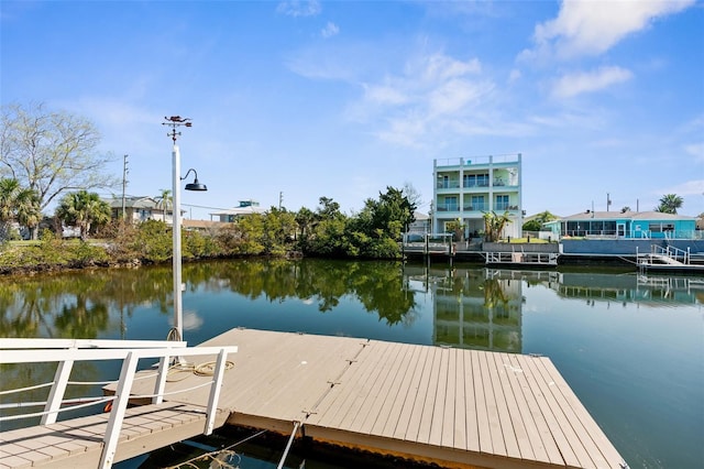 view of dock featuring a water view