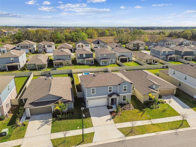 birds eye view of property with a residential view