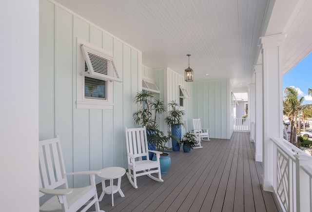 wooden deck with covered porch