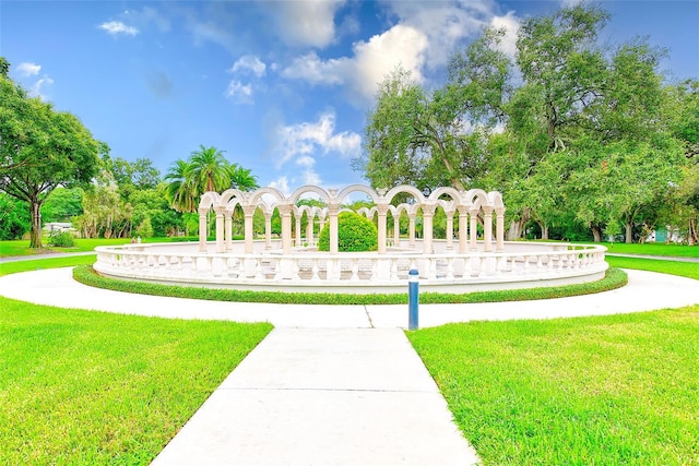 view of home's community with a lawn