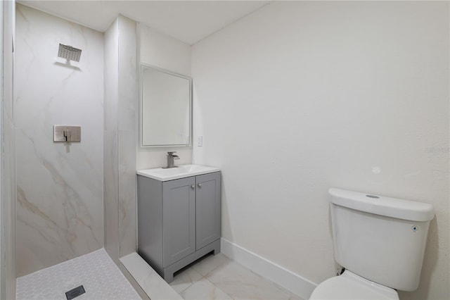 8319 N 14th St, Tampa, FL 33604 - full bath with toilet, vanity, a marble finish shower, and baseboards