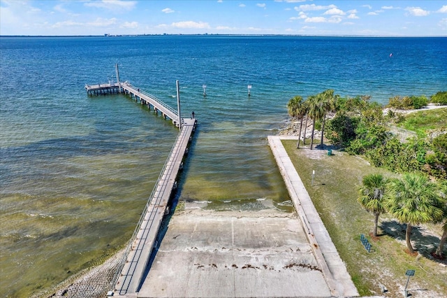 view of dock featuring a water view and a pier